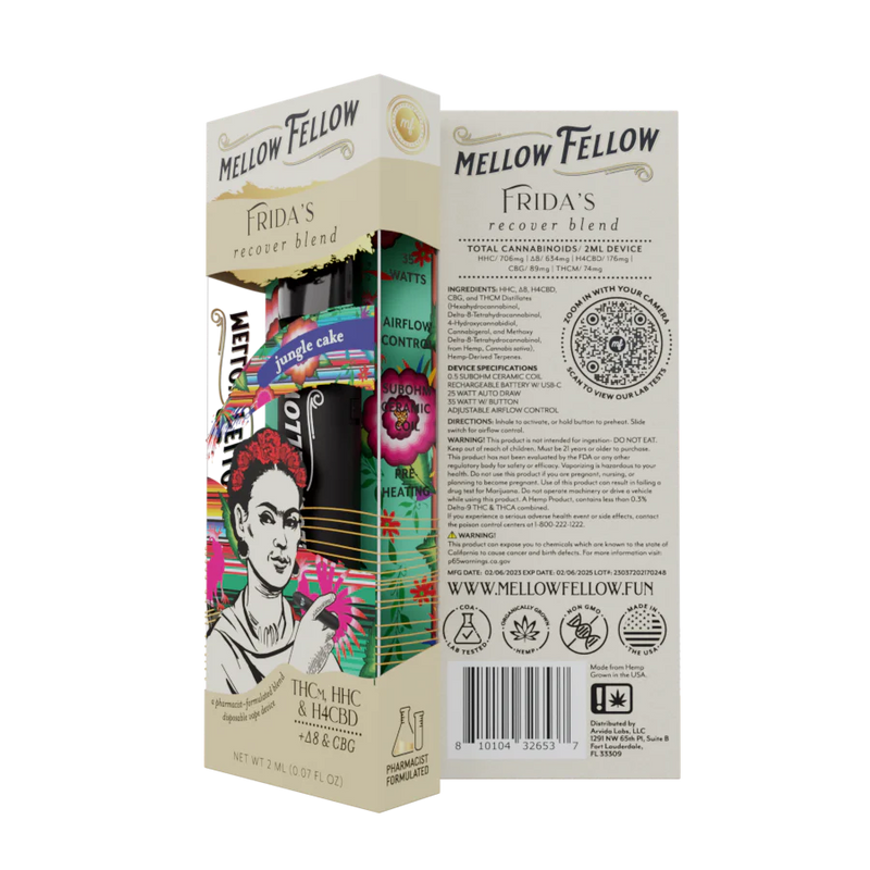 Frida's Recover Blend (Jungle Cake) or Mellow Fellow like kind - THCm, HHC, H4CBD, Delta THC, CBG - 2ml Disposable Vape - Vol. 3